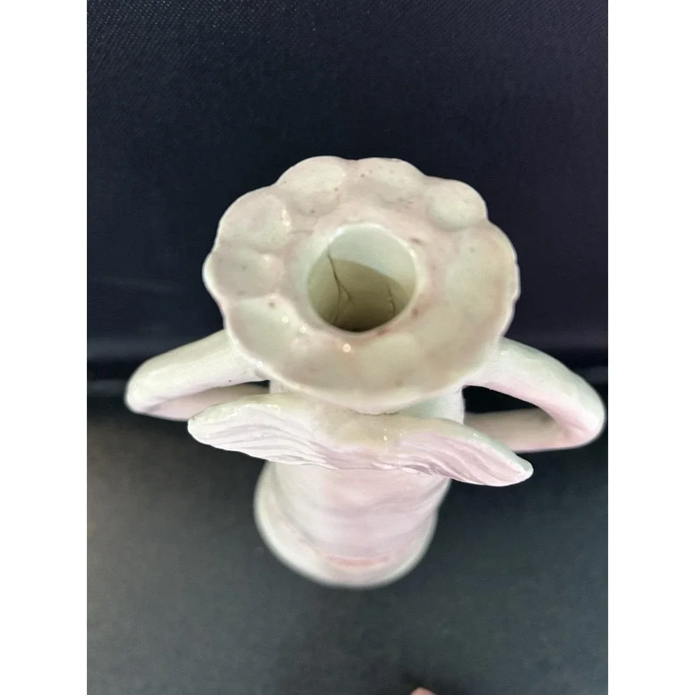 Olivia Boye Angel Ceramic 13in Hand Painted Ivory Pink Signed decanter